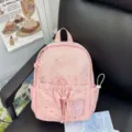 Cute pink star backpack for girls, stylish Japanese style school bag for kids and daily travel. - Small (Without Pendant) / Pink
