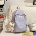 Cute Japanese polka dot mini backpack for women, stylish sweet style school bag with bear. - With Pendant / S / Purple