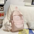 Cute pink polka dot mini backpack for women sweet style school bag with bear pendant - With Pendant / S / Pink