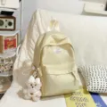 Sweet Japanese style cute yellow mini backpack with lovely bear pendant for school daily travel. - With Pendant / S / Yellow