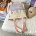 Cute multi-compartment color-block casual backpack for daily school and outdoor travel use. - Shoulder Bag / No Pendant / Pink