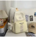 Japanese style cute plaid backpack large capacity school bag ins sweet casual daypack for teens - Small Without Pendant / Yellow