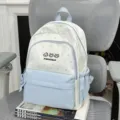 Cute contrast color star pattern backpack for girls sweet school travel casual double shoulder bag - No Pendant / Blue