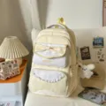 Joli sac à dos à pois jaunes avec nœud papillon et dentelle pour les filles. - Avec Pendentif / Jaune