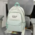 Bonita mochila de lona colorblock para niñas en verde menta con patrón de estrellas - Sin colgante / Verde