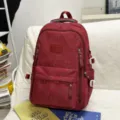 Red girls school backpack with star pattern, large capacity campus style variant book bag. - No Pendant / Red