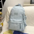 Light blue school backpack for girls with star patterns, large capacity and multiple pockets. - No Pendant / Blue