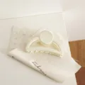 Minimalist matte crescent hair claw clip, chic cream white shark clip for women styling. - White