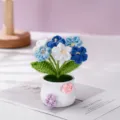 Handmade crochet potted flower knit plant ornament detail for office desktop car decor gift - Gradient Blue Forget-Me-Not Potted Plant
