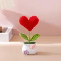 Handmade crochet heart flower potted plant home desk decor aesthetic ornament gift - Red Heart Potted Plant