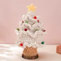 Handmade crochet Christmas tree knitted holiday decoration tabletop festive ornament - Star Christmas Tree / Beige