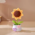 Handmade crochet sunflower potted plant, cute knitted flower desk decoration gift for home. - Potted Sunflower