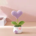 Handmade crochet purple heart flower potted plant detail, cute desktop decoration ornament. - Purple Heart Potted Plant