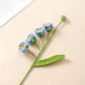 Handmade crochet blue flower branch wool yarn artificial bouquet for home decor gift. - Blue