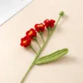 Handmade crochet red flower branch knitted wool bouquet for home decor and gifting. - Red