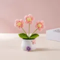 Handmade crochet potted flower artificial plant cute desk decor birthday gift for women - Pink Puffed Potted Plant