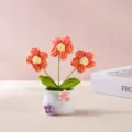 Handmade crochet flower potted plant cute knit desktop car ornament home decor birthday gift - Orange Puffed Potted Plant
