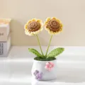 Handmade crochet sunflower potted plant cute desktop ornament gift for home office decoration - Double Head Sunflower Potted Plant