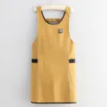 Waterproof kitchen apron with pockets, stylish yellow vest design for daily home cooking. - Yellow