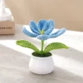 Handmade crochet potted blue tulip flower, cute knitted desk and car decor ornament. - Blue Potted Tulip