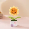 Plante en pot tournesol crochet fait main mignon visage souriant fleur tricot bureau auto - Tournesol Souriant en Pot