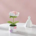 Handmade crochet rose potted plant, wool knitted artificial flower for home decor and gifts. - Gradient Pink Single Head Rose Potted Plant