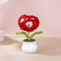 Pianta in vaso di garofano all'uncinetto fatto a mano fiore finto decorazione scrivania regalo - Garofano in Vaso Rosso Sfumato