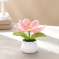 Handmade crochet tulip potted plant, cute desktop decoration and car ornament for home office. - Pink Potted Tulip