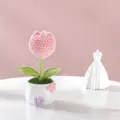 Bellissimo fiore di tulipano all'uncinetto in vaso decorazione scrivania per regalo - In vaso - Tulipano a testa singola (Rosa)