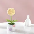 Pianta in vaso di tulipano all'uncinetto fatta a mano decorazione scrivania fiore - In vaso - Tulipano a testa singola (Giallo)