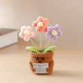 Pianta in vaso all'uncinato fatta a mano simpatica fiore supporto emotivo scrivania dettaglio. - Puff (Rosa Arancione Viola)