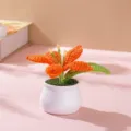 Handmade crochet orange flower potted plant desk car decoration ornament variant. - Orange Lily Potted Plant