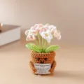 Handmade crochet potted plant detail, cute emotional support flower decor for desk. - Forget-Me-Not (Gradient Pink)
