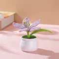 Handcrafted crochet purple flower potted plant miniature desk decor ornament gift. - Purple Lily Potted Plant