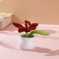 Pianta in vaso di giglio rosso all'uncinetto regalo di fiori lavorati a mano per casa - Giglio in Vaso Borgogna