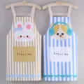 Cute cartoon sleeveless hanging neck apron for home kitchen, breathable and oil-proof. - 2 Pieces Set - Yellow Stripe Sweet Rabbit + Headphone Rabbit