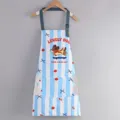 Bonito delantal de cocina impermeable de rayas azules para mujeres, ropa de trabajo elegante. - Cachorro Azul Rayado