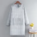 Delantal de cocina a cuadros de manga larga antimanchas transpirable de algodón ropa de trabajo - Babi de Cuadros Gris