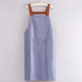 Delantal de cocina impermeable con motivo de hojas y tirantes marrones, bolsillos dobles para cocinar. - Correa De Cuero Extendida Azul