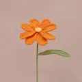 Fiore all'uncinetto fatto a mano margherita in lana arancione stelo singolo bouquet arredamento casa - Arancione