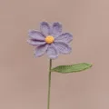 Handmade crochet purple flower woolen knitted stem detail close up decor gift interior - Purple