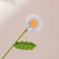 Handmade crochet daisy flower single stem yarn knitted cute floral variant for gifting. - White Daisy with Bud Green Leaves