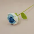 Handmade crochet rose flower, blue and white yarn knitted bouquet for home decor gift. - Gradient Blue