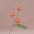 Handmade crochet flower branch puff floral home decor fresh style artificial plant accessory - Orange