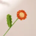 Handmade crochet yarn flower orange daisy knit everlasting flower gift for best friend - Orange Daisy with Bud Green Leaves