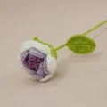 Handcrafted crochet rose flower woolen knitted purple white bouquet variant home decor - Gradient Purple