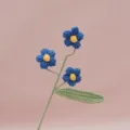 Handmade crochet flower branch with multi puff blooms, perfect for home decor and gifts. - Dark Blue