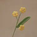Handmade crochet yellow puff flower branch home decor exquisite detail shot display - Light Yellow