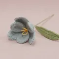 Handcrafted crochet tulip flower branch light blue wool knit gift home decor item - Fog Blue