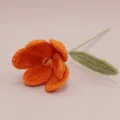 Handcrafted crochet orange tulip flower branch warm gift knitted flower decoration nice - Orange